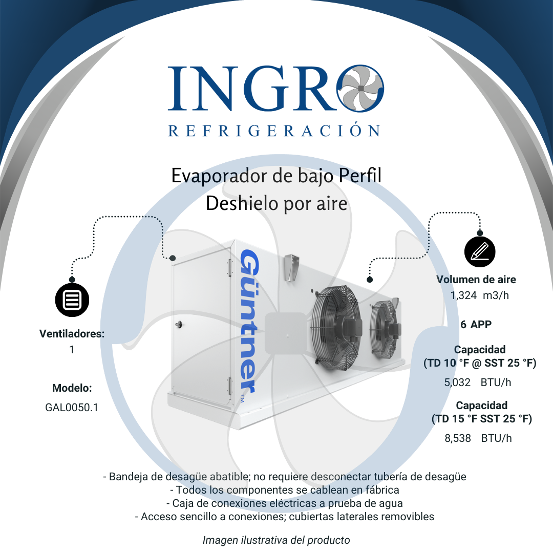 Evaporador de Bajo Perfil - Deshielo por aire | GAL