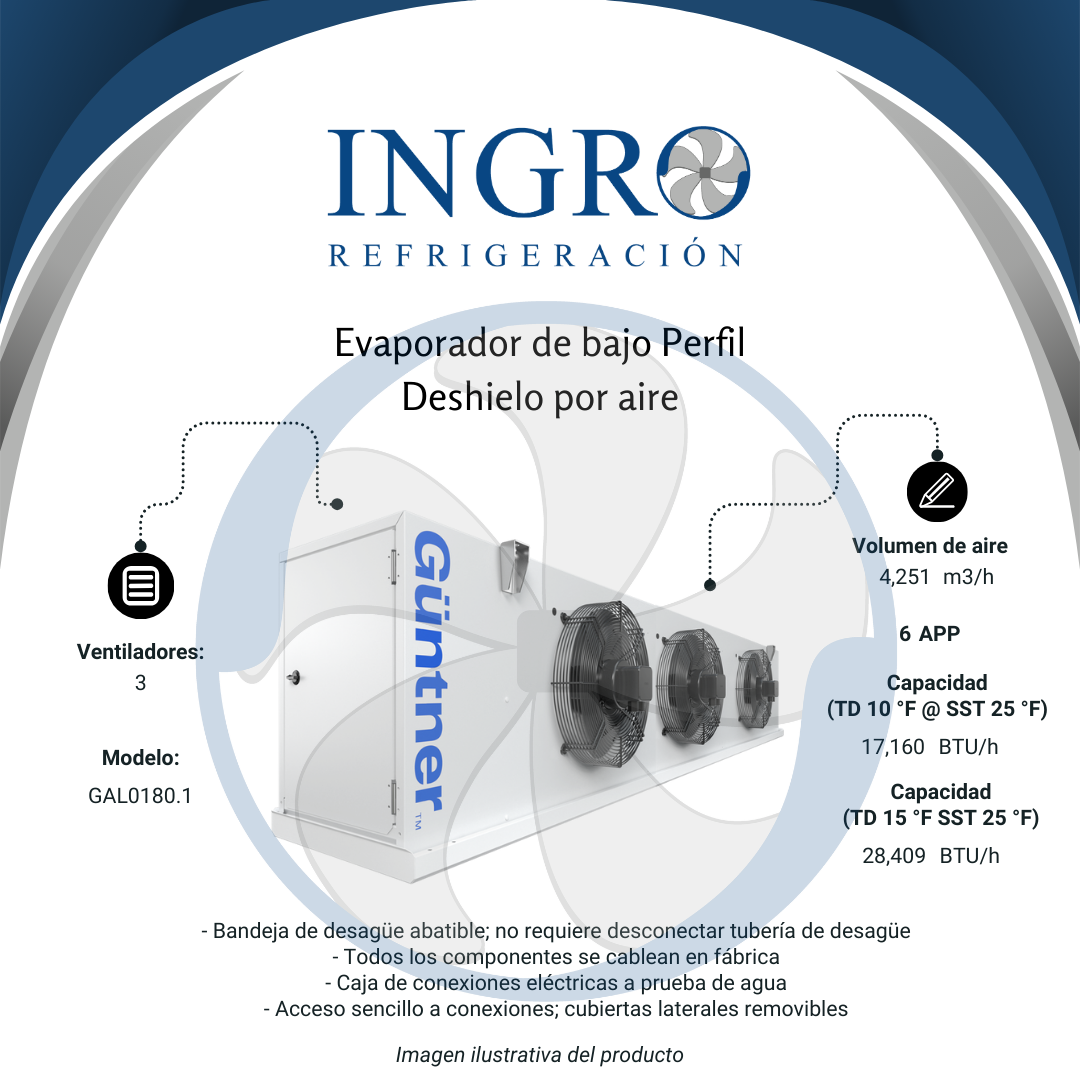 Evaporador de Bajo Perfil - Deshielo por aire | GAL