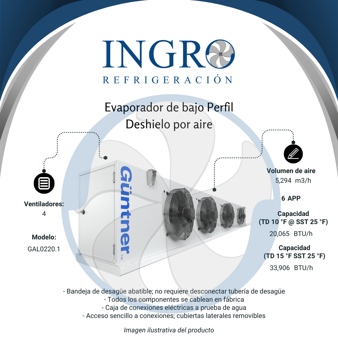 Evaporador de Bajo Perfil - Deshielo por aire | GAL
