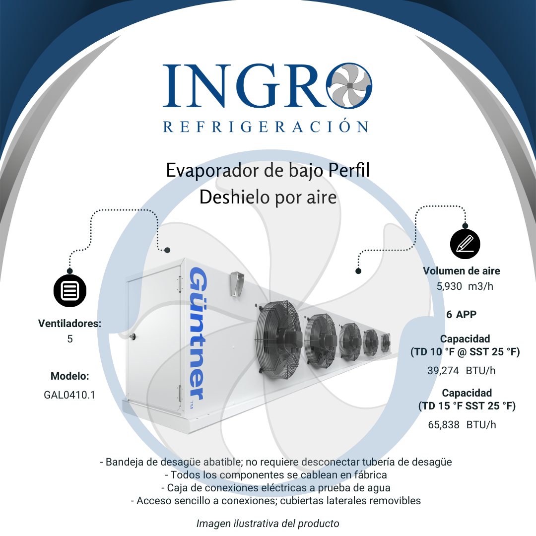 Evaporador de Bajo Perfil - Deshielo por aire | GAL