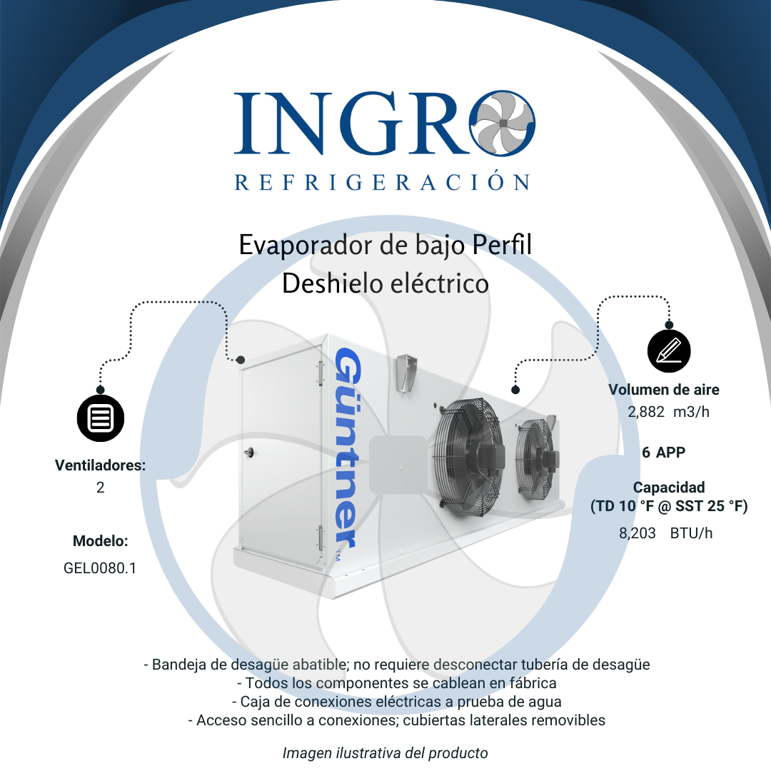 Evaporador de Bajo Perfil - Deshielo eléctrico | GEL