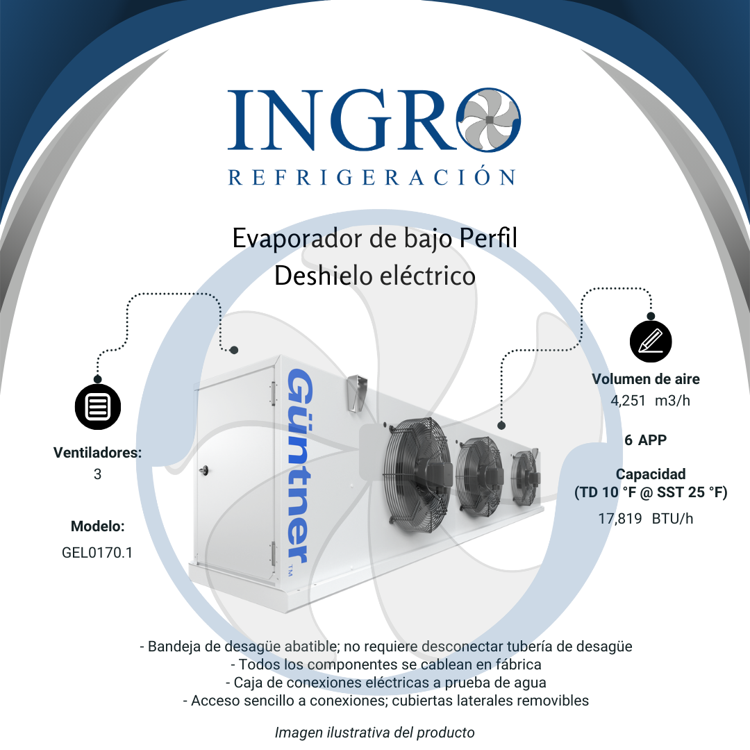 Evaporador de Bajo Perfil - Deshielo eléctrico | GEL