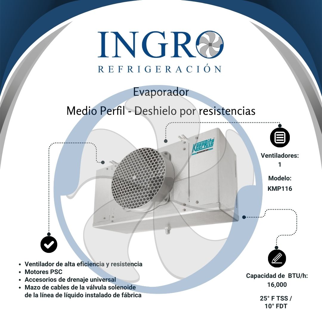 Evaporadores de Medio perfil - Deshielo por resistencias | KMP